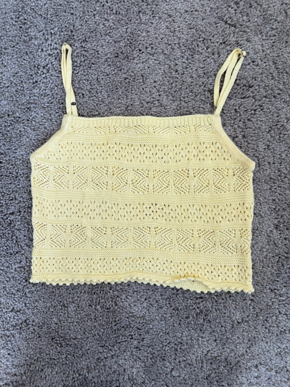 Le Lis Butter Yellow Knit Eyelet Cami Tank